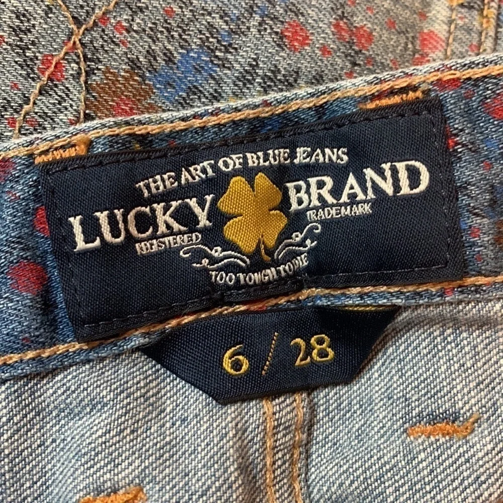 Lucky Brand Abbey Double Roll wildflower paisley print denim jean shorts Size 6